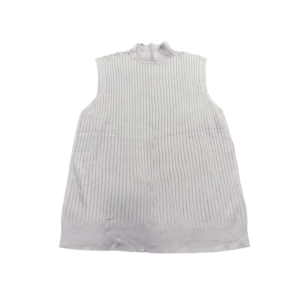 Worthington Womens Lavender Purple Ribbed Mock Neck Sleeveless Sweater Top LT